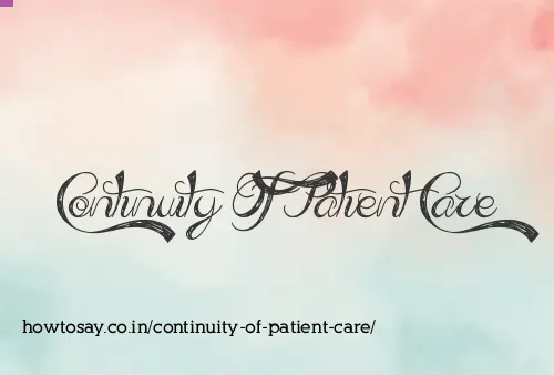Continuity Of Patient Care