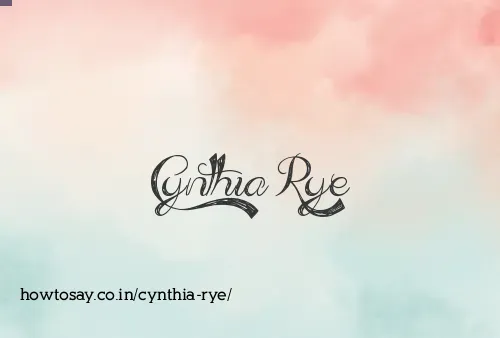 Cynthia Rye