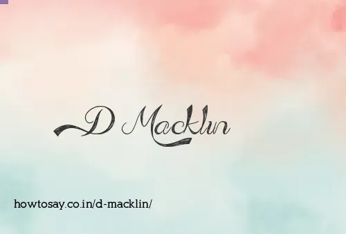 D Macklin