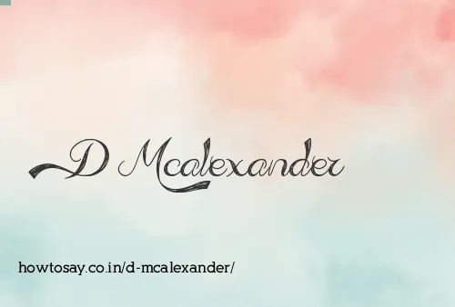 D Mcalexander