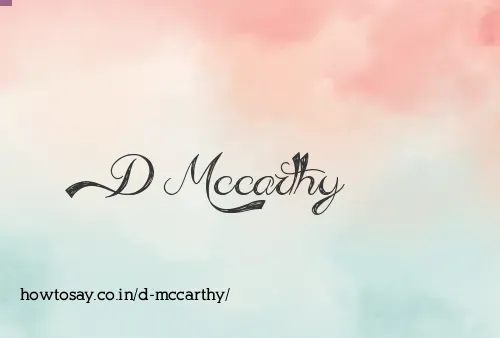 D Mccarthy