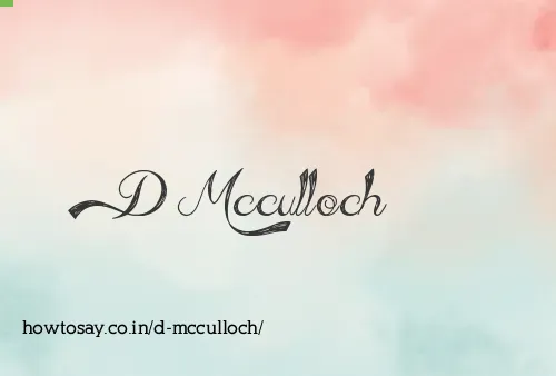 D Mcculloch