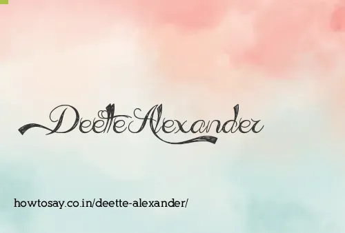 Deette Alexander