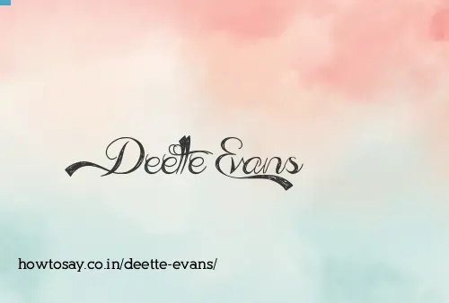 Deette Evans