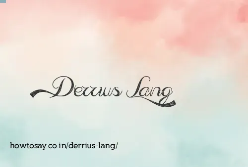 Derrius Lang