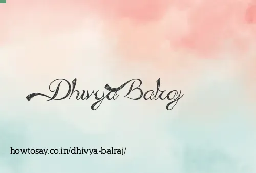 Dhivya Balraj