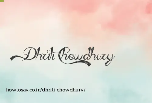 Dhriti Chowdhury