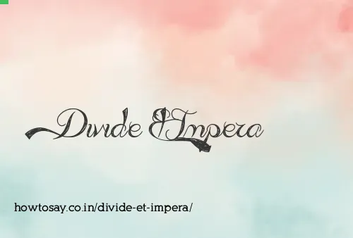 Divide Et Impera