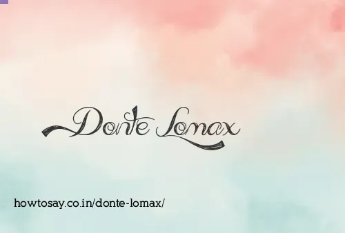 Donte Lomax