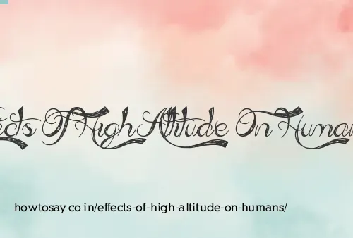 Effects Of High Altitude On Humans
