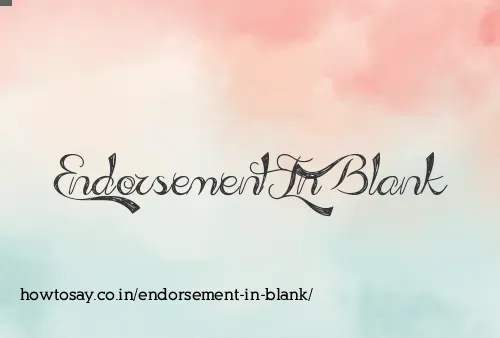 Endorsement In Blank