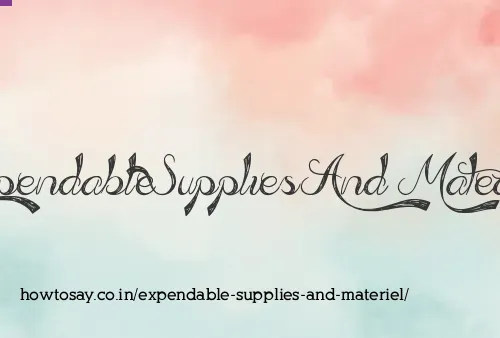 Expendable Supplies And Materiel