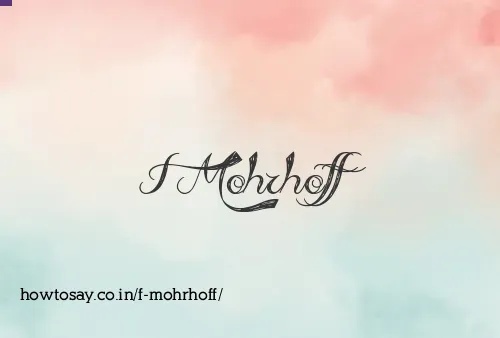 F Mohrhoff