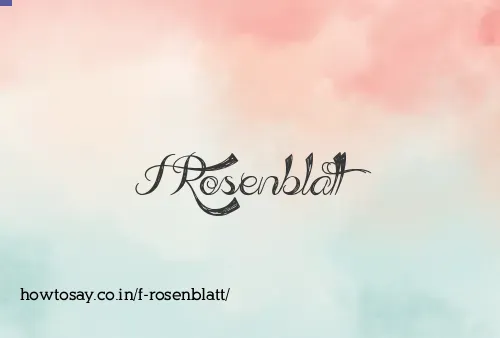 F Rosenblatt