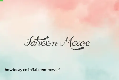 Faheem Mcrae