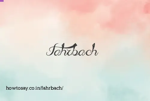 Fahrbach