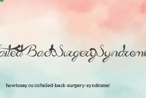 Failed Back Surgery Syndrome