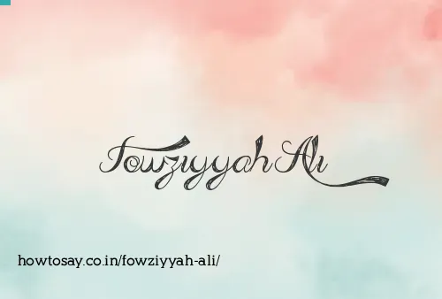 Fowziyyah Ali
