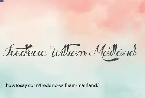 Frederic William Maitland