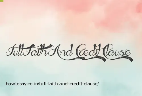 Full Faith And Credit Clause