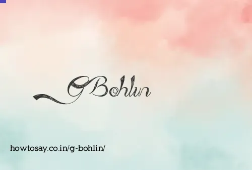 G Bohlin