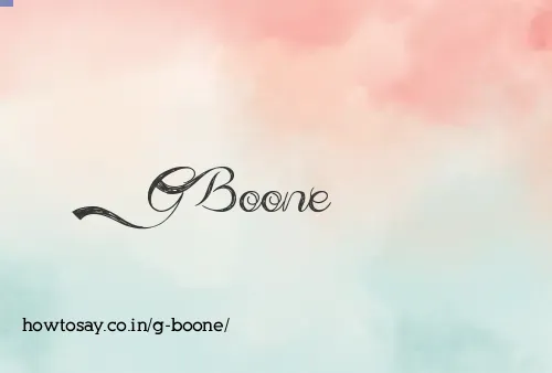 G Boone
