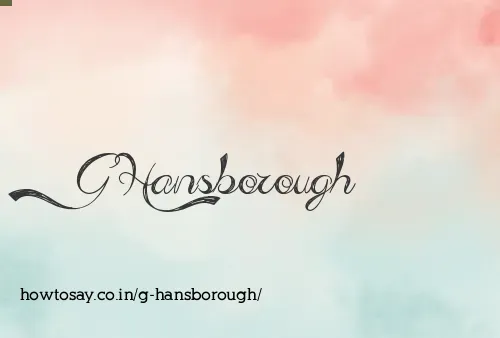G Hansborough