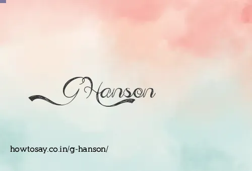 G Hanson
