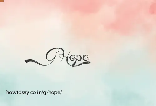 G Hope