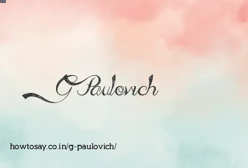 G Paulovich
