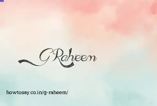 G Raheem