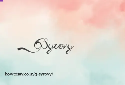 G Syrovy