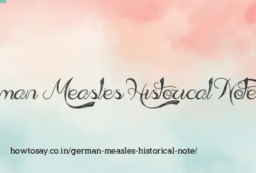 German Measles Historical Note