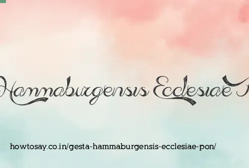 Gesta Hammaburgensis Ecclesiae Pon