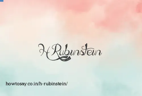 H Rubinstein