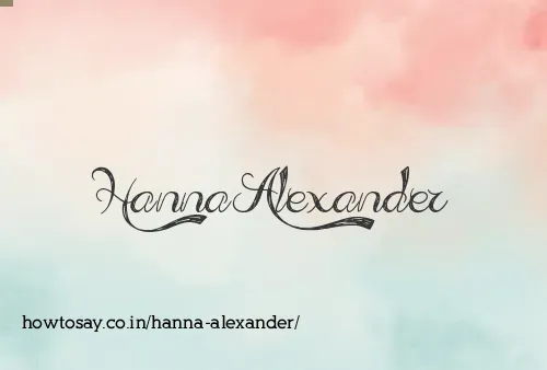 Hanna Alexander