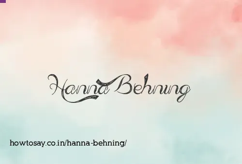 Hanna Behning