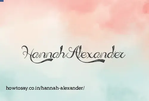 Hannah Alexander