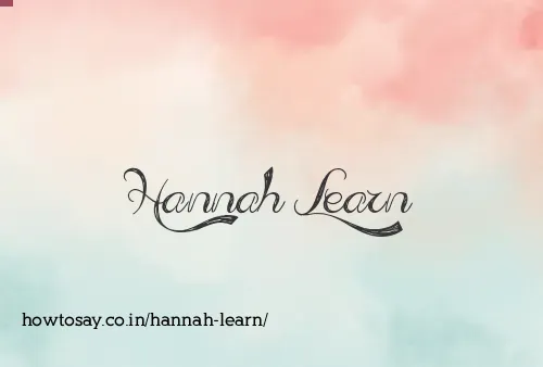 Hannah Learn