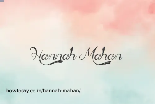 Hannah Mahan