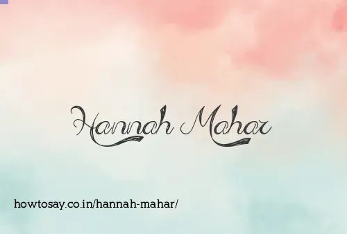 Hannah Mahar