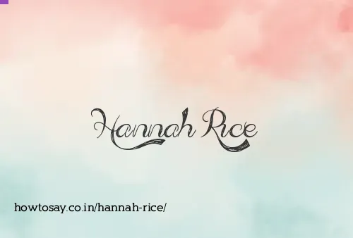 Hannah Rice