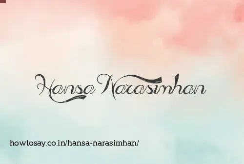 Hansa Narasimhan