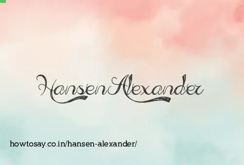 Hansen Alexander