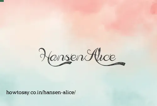 Hansen Alice