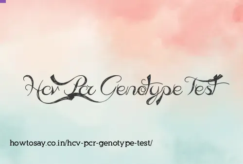 Hcv Pcr Genotype Test