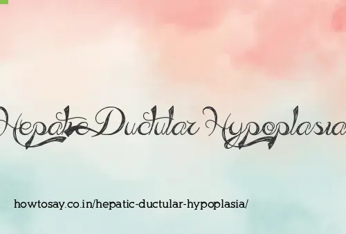 Hepatic Ductular Hypoplasia