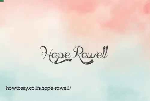 Hope Rowell