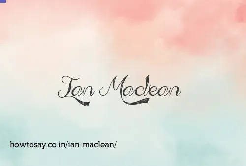 Ian Maclean