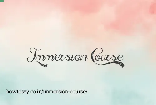 Immersion Course